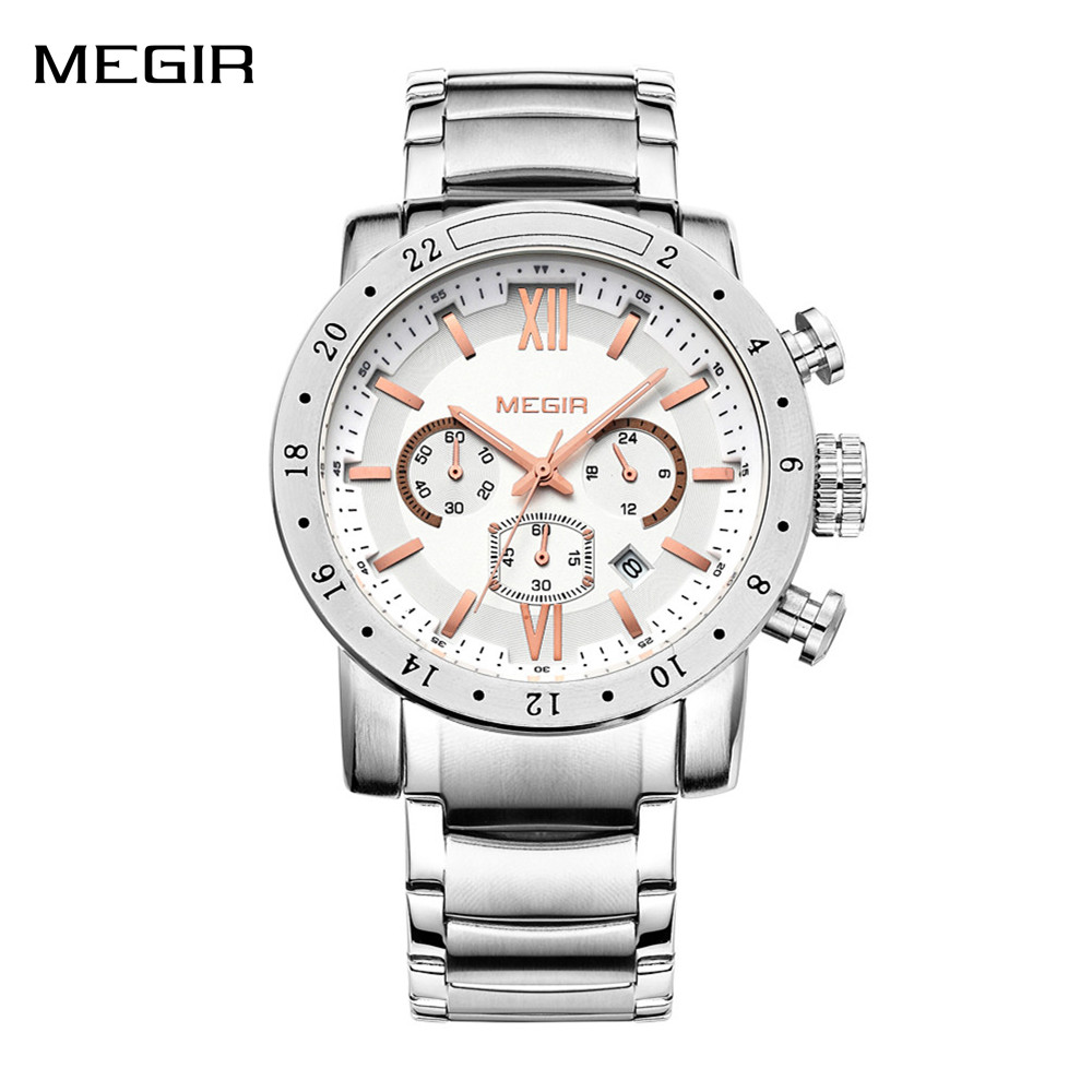 Smartwatch Casual Watches For Men - Megir relógios casuais de aço inoxidável