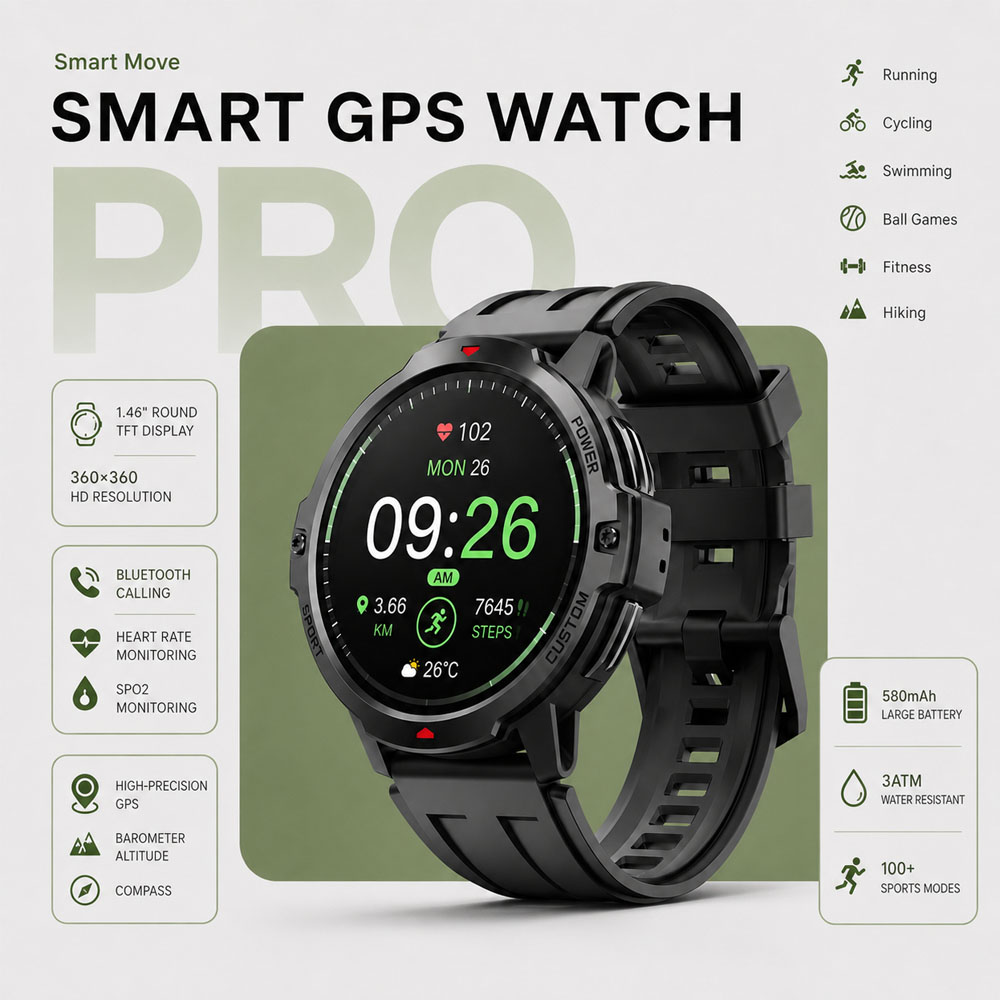 Timex Watches Smartwatch - NOVO Smartwatch Militar GPS de 1,46