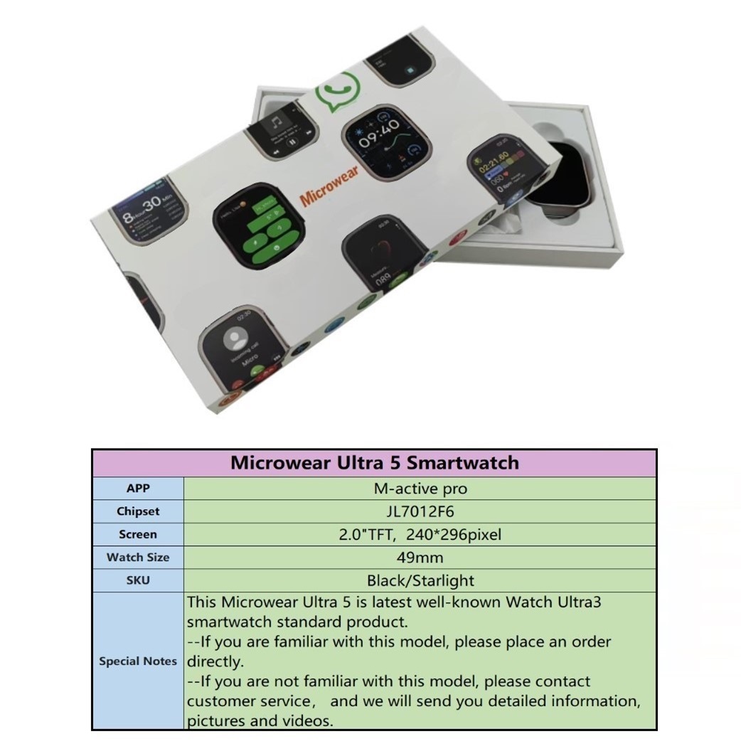 Smartwatch Watch Whatsapp - Relógio Inteligente Microwear Ultra5 com Respostas