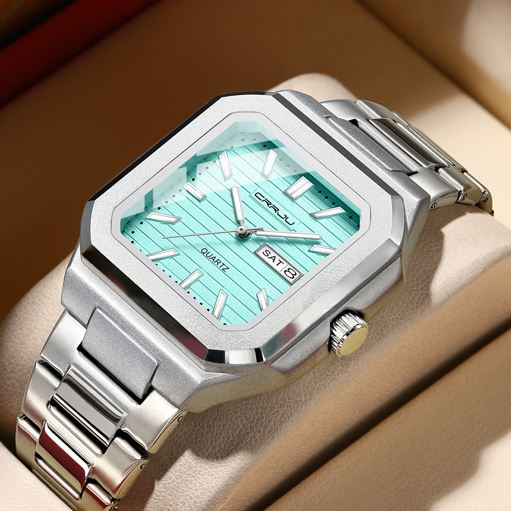 Smartwatch Square Watches For Men - Relógio Casual Masculino CRRJU em Aço