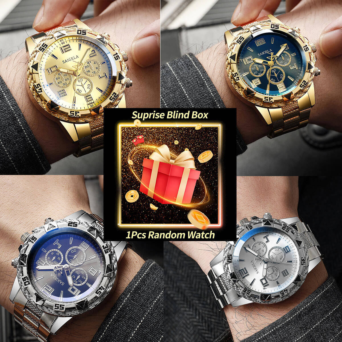 Analog Quartz Watch - 1pc surpresa mistério relógio caixa cega-men