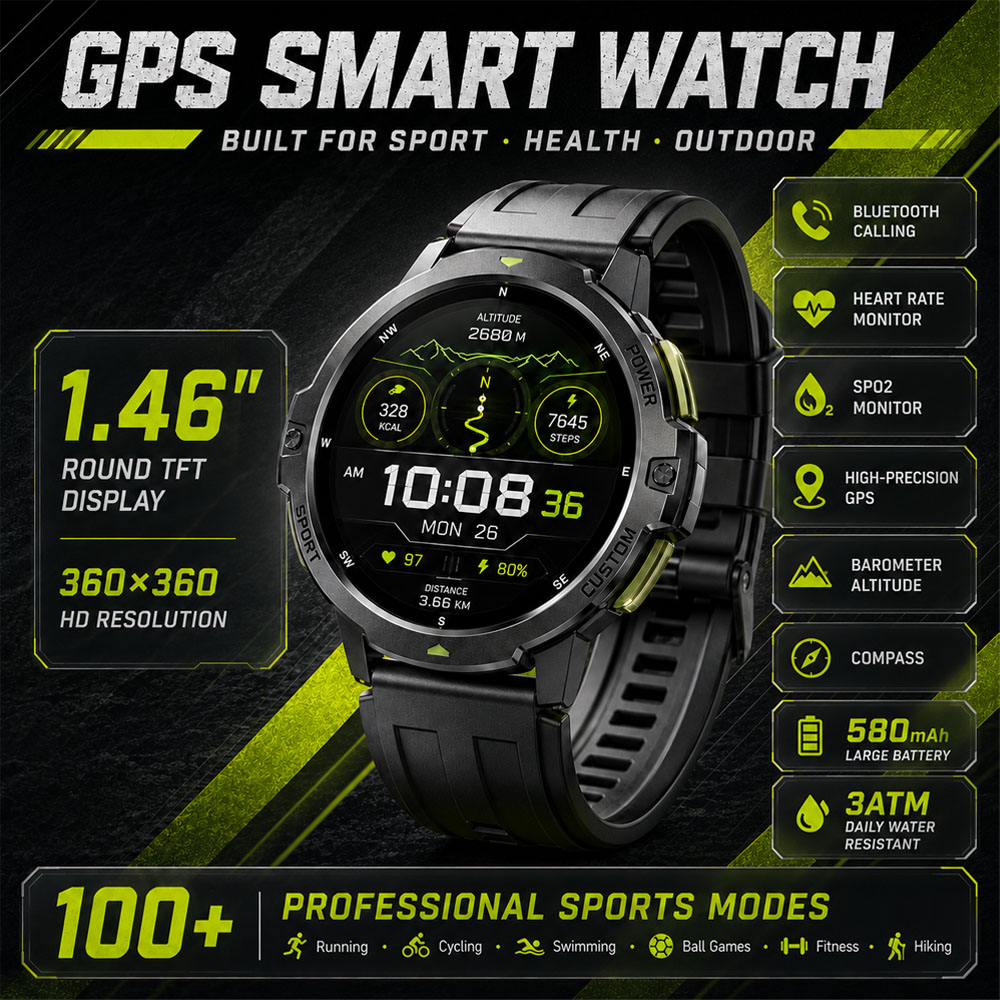 Timex Watches Smartwatch - NOVO Smartwatch Militar GPS 3ATM à