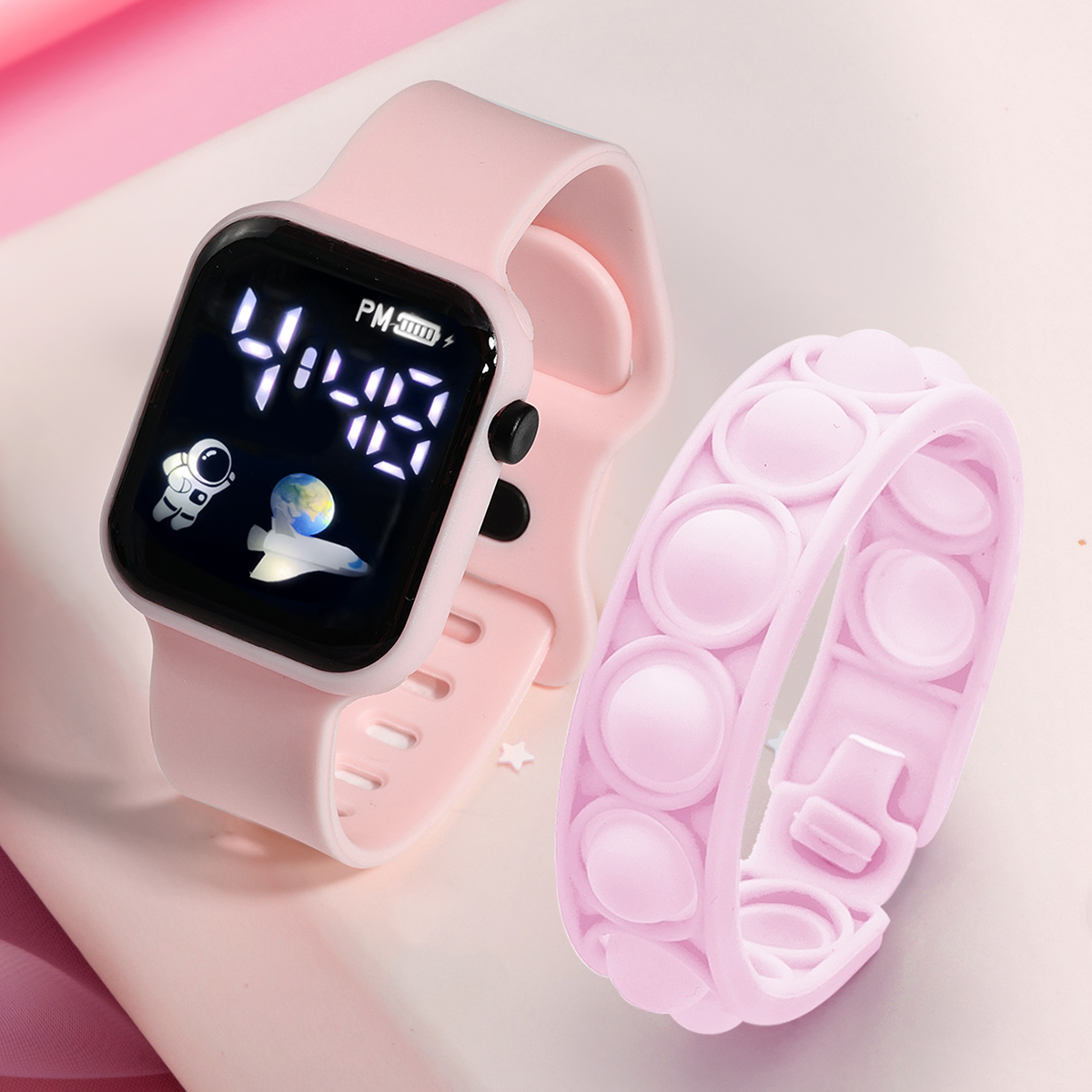 Smartwatch Watches For Girls - Relógio eletrônico esportivo infantil, pulseira simples