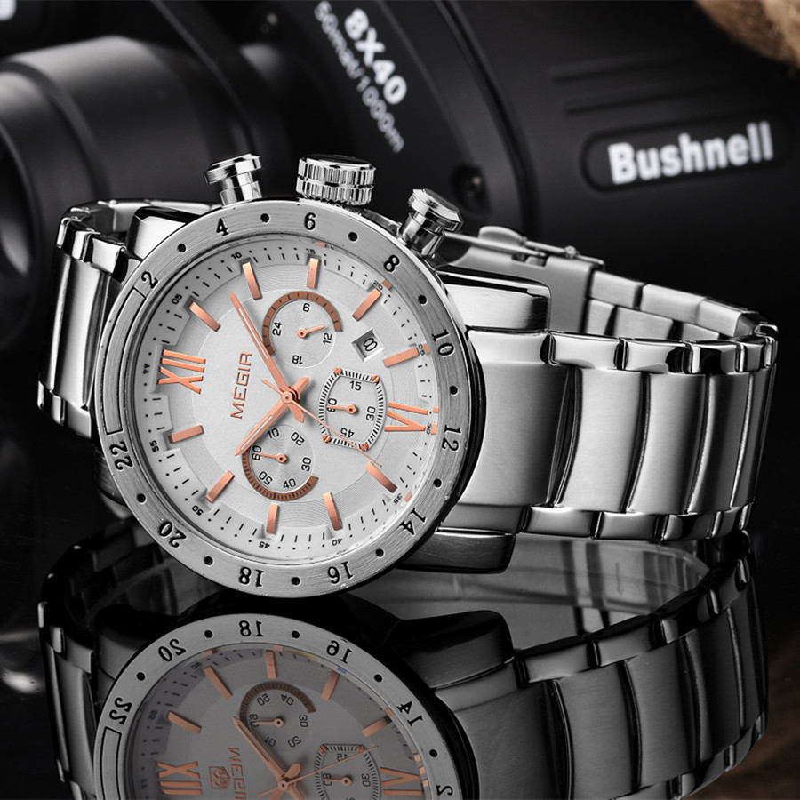Megir relógios casuais de aço  - Smartwatch Casual Watches For Men avaliação e preço