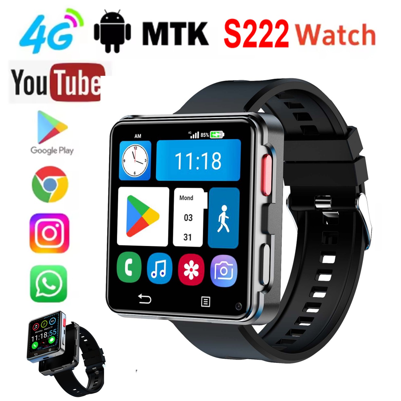 Relógio Inteligente S222 4G co - Watch Smartwatch Android avaliação e preço